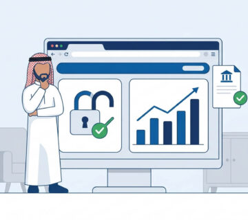 تصميم توضيحي لخطوات تسوية متعثرات البنك الراجحي السعودي وتحديث السجل الائتماني